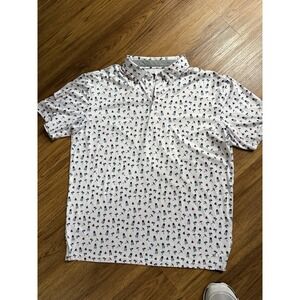 AndersonOrd Shirt‎ Mens L Performance Golf Polo Palm Trees, Umbrella, Life Guard